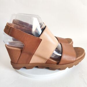 Sorel Sandals Size 8 Brown Wedge Heel Platform Slingback Ankle Strappy Open Toe